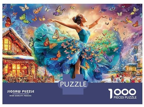 Ballet in Wonderland 1000 Pc Premium Cardboard Classic Jigsaw Ballerina Floral Fantasy Puzzle for Budget Shoppers Mindfulness Family Game Night Hard Challenge 70x50cm/1000pcs