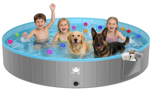 FORMIZON Piscina Plegable para Perros, Piscinas Perros para Grandes Pequeños, Rigida, Antideslizante y de PVC Engrosado, Piscina Portatil para Perro Niños (160)