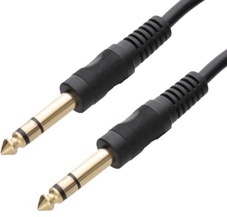 kenable 6.35mm Stereo Jack to Jack Cable Gold Plated Pure Copper Conductors 1/4 inch Audio Lead Black 2m