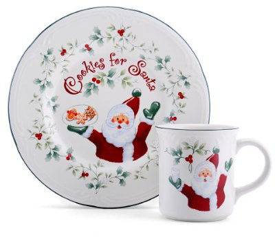 Pfaltzgraff Winterberry Cookies And Milk For Santa Set