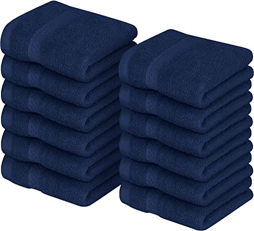 Utopia Towels - 12er Pack Seiftücher mit Aufhängeschlaufen 30x30 cm, aus 100% Baumwolle weiche und saugfähige Waschlappen für die Gesichtsreinigung (Marine Blau)