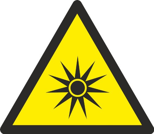 Aufkleber ASR-A1-3 (DIN EN ISO 7010) Warnung vor optischer Strahlung W027 2,5 cm groß 99 Stück A4 Bogen