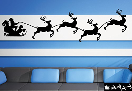 kleb-drauf.de 1 Weihnachtsschlitten-Aufkleber zur Dekoration von Wänden, Glasprodukten, Fliesen und Allen Anderen glatten Oberflächen; aus 18 Farben wählbar; in matt oder glänzend; Hellblau - matt