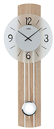 AMS Moderne Wanduhr mit Quartzwerk, batteriebetrieben Quartz-Pendeluhr 60cm- 7274