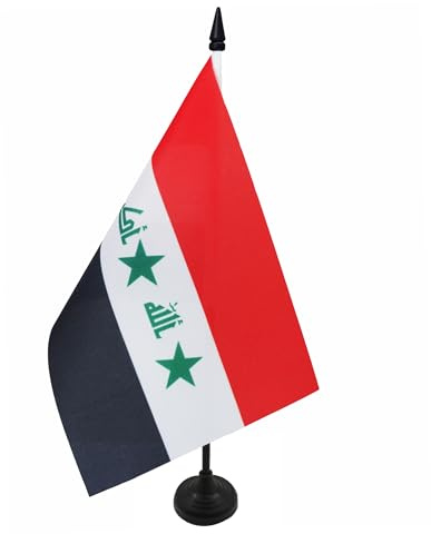 AZ FLAG Bordsflagga Irak gammal 2004-2008 21x14 cm 100D Polyester Plastfot