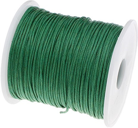 Perlin Wachsband 1mm Gewachste Baumwollschnur Baumwollekordel Schmuck Schnüre Wachs Fäden Wachsfaden Makramee Garn Wachsgarn Perlenschnur 75 Meter für Schmuckherstellung Armbänder (Grün)