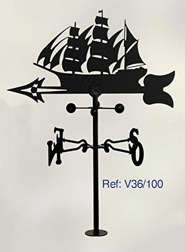 Rustiluz Veleta de forja. con Silueta de Barco velero. Viento.
