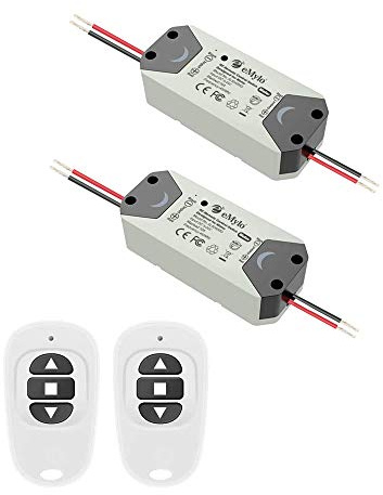 eMylo Smart Wireless RF Motor Controller Schalter RF Relaismodul DC 12V Motor Fernsteuerungsschalter 5V-24V 433Mhz für Rolltor/elektrische Vorhänge/Wasserpumpe Steuermotor vorwärts/rückwärts 2 Pack