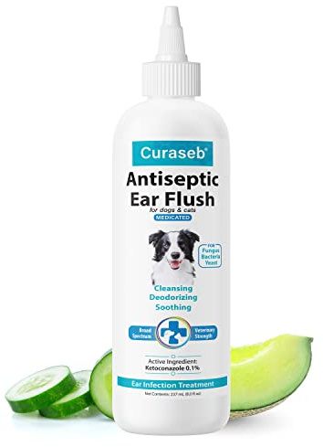 Curaseb Dog Ear Infection Treatment Solution – Soothes Itchy & Inflamed Ears – Cleans Debris and Buildup - 8oz