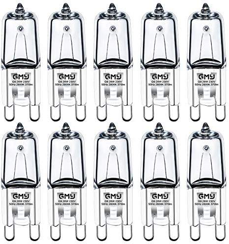 GMY G9 Halogen Bulbs 28W (29W) 230V 320Lm 2800K Warm White Dimmable Light Bulb for Ceiling Light 10 Pack