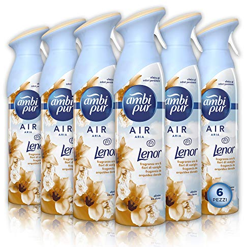 Ambi Pur Orchidea Dorata Deodorante per Ambienti Spray, Propellente Naturale al 100% e Eliminazione Degli Odori in Qualsiasi Stanza della Casa, 6 x 300 ml