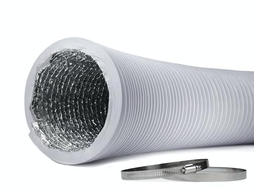 Profi Abluftschlauch mit Alu Isolierung - Durchmesser 125 mm / 127 mm, Länge 3 m - für Klimaanlage, Trockner, Abzugshaube, Wäschetrockner - stabil und wärmeisoliert (inkl. 2 Schlauchschellen)