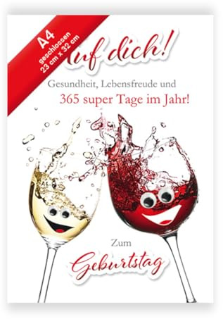 KE - XXL Glückwunsch-Karte zum Geburtstag, mit Umschlag, DIN A4, Geburtstagskarte Mann Geschenk, ohne Innentext, Motiv: Geburtstag