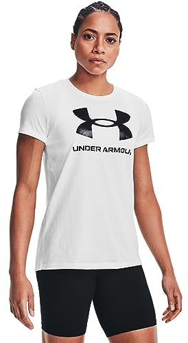 Under Armour Damen Live Sportstyle Graphic Short Sleeve Crew Neck T-Shirt Hemd, Weiß (102)/Schwarz, X-Groß