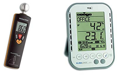 TFA Dostmann Humidcheck Contact, Materialfeuchtemessgerät, 30.5503, ideal für die Baustelle & Klimalogg Pro Profi-Thermo-Hygrometer, 30.3039, mit Datenlogger-Funktion