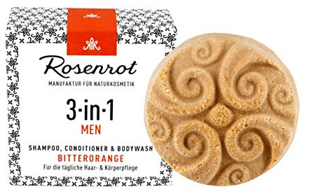 Rosenrot Naturkosmetik - festes Shampoo 3-in1 MEN Bitterorange - 60g - Für die tägliche Haar- & Körperpflege