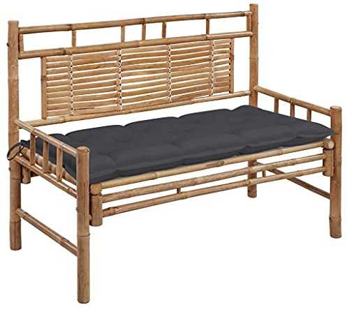 vidaXL Gartenbank mit Auflage Rückenlehne Balkonbank Sitzbank Bank Parkbank Gartenmöbel Terrassenbank Bambusbank Outdoor 120cm Bambus