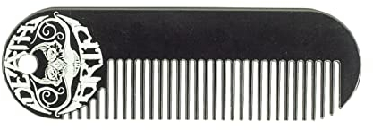 Beard Comb Or Fine Tooth Moustache Pocket Stainless Metal Powder Coated Black Keychain Mustache Comb For Men - 3.25 x 1 Inches by Death Grip