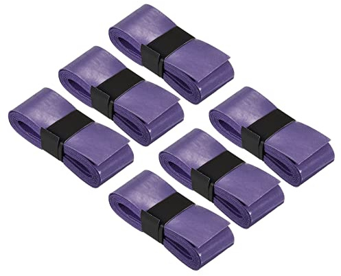 PATIKIL 43.3 Nastro Impugnatura Racchetta Tennis con Buco 6 Pezzi PU Overgrip Elasticizzato Antiscivolo Assorbe Sudore per Badminton Canna Pesca Viola