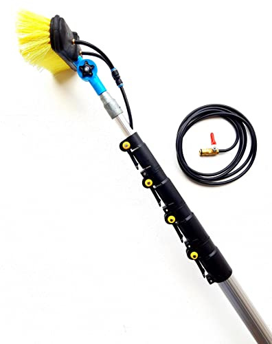 HI-TECH 16ft-20ft-24ft Telescopic Water Fed Window Cleaning Pole Kit Conservatory Hose Fed Cleaner Extendable Solar Panel Brush Kit, High Reach Window Cleaner Tool