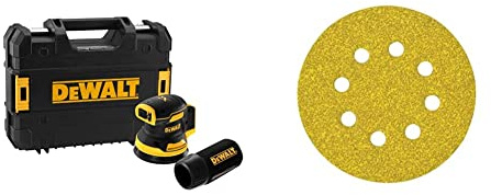 DEWALT Ponceuse Excentrique XR 18V 125mm Brushless - Appareil Électrique Sans Fil - Régulateur de Vitesse & Abrasifs pour ponceuse excentrique 125 mm - Modèle: DT3112 - Lot de 25