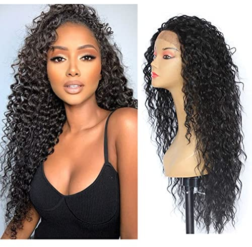 Sapphirewigs lockig svart spets främre peruk syntetiska peruker för kvinnor lockiga peruker 33 x 3 daglig användning fest jul halloween värmebeständig peruk 60 cm