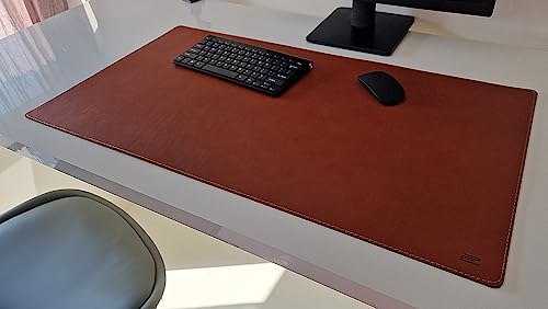 Schreibtischunterlage Blankleder Vollleder 80 x 45cm extrem Dickleder Echt Leder (Schwarz Naht Silber)