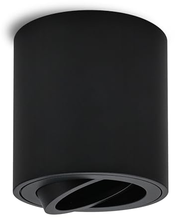 GeyouLux Adjustable Surface-Mounted Spotlight GU10 230V, Ceiling Spotlight Ø80x84mm, Black-Round