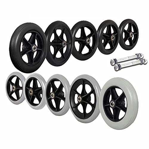 LekLai Rollstuhl-Ersatzrad, Manuelle Rollstuhl-Lenkräder, Wellenloch 0,3 Zoll, Maximale Belastung 120 Kg, Ein Paar Schwarz/Graues Ersatz-Rollstuhlzubehör/Grey/6In/15Cm(Narrow)