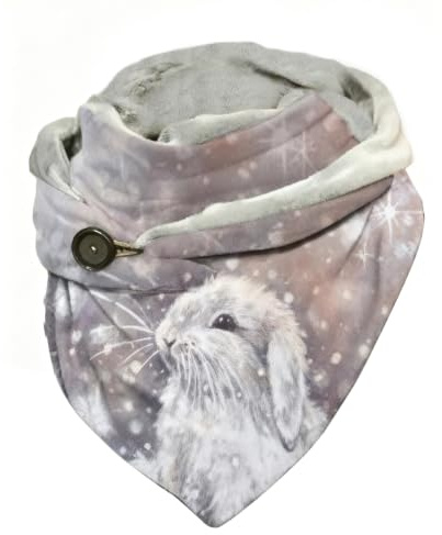 Hiseng Damen Schals Groß Dreieck Winter Dreieckstuch Tier Drucken Warmer Button Knopf Winterschal Herbstschal Lieblingsschal Scarf Soft Wrap Lange Stola