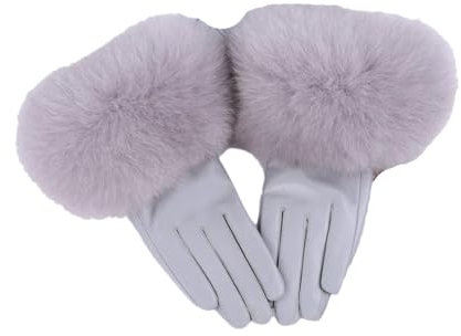 Schaffell Handschuhe Damen Winter Warm Mode Voller Touchscreen Winter Thermo Gefüttert Fahrhandschuhe, gray9, 42