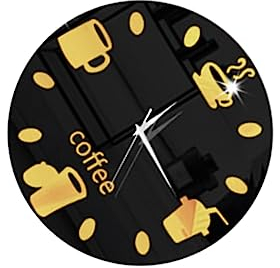 Amosfun Magnetische Kühlschrankuhr Mit Kaffee-Motiv Klebbar Metallflächen Leichte Hängeuhr Ohne Batterie Dekorative Fridge Clock Für Küche Und Wohnzimmer