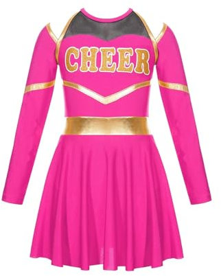TIYGHI Cheerleading Uniformen Kinder Cheerleading Uniform Kleid Schule Mädchen Cheerleader Kostüme Kinder Jubeln Team Kleidung Sets for Tanz Wettbewerb (Color : Pink, Size : 16)