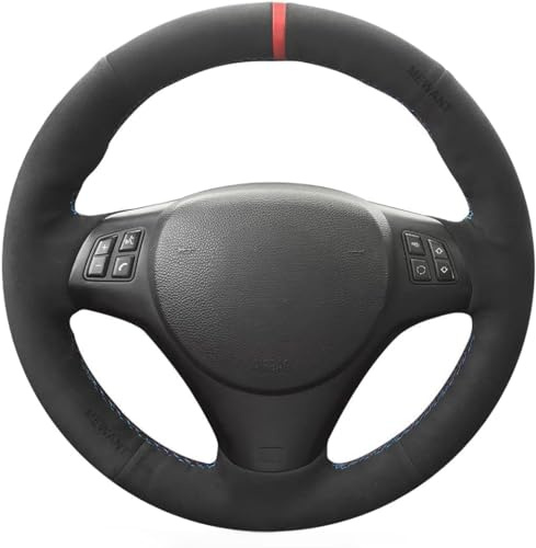 MEWANT Passgenauer Lenkradbezug zum Nähen für BMW M Sport | M Sport M3 E90 E91 E92 E93 E87 E81 E82 E88 X1 E84 / maßgeschneiderte Atmungsaktiv Für Beheizte Lenkräder Langlebig