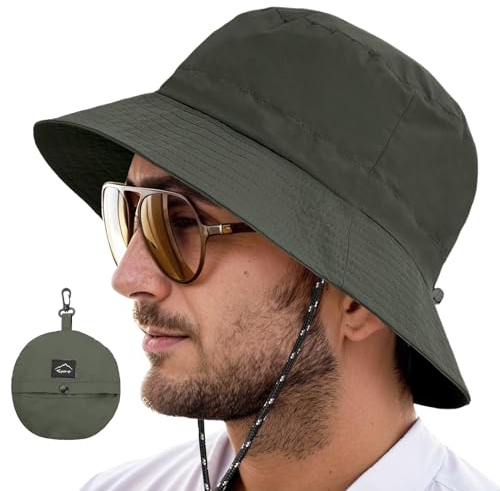 Zhiaek Sonnenhut Herren Faltbar Leicht Bucket Hat Damen UV Schutz Boonie Hat Wasserdicht Safari Hut Fischerhut für Angeln, Wandern, Garten, Safari, Strand