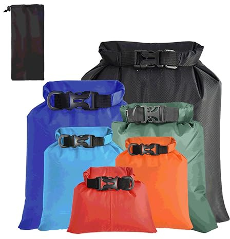 ILZAR 6PCS Dry Bags Waterproof, Lightweight Dry Bags for Kayaking Waterproof，Outdoor Waterproof Bag for Kayaking Hiking Boating Camping