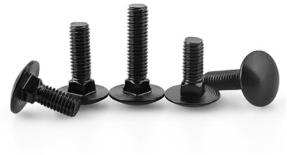 Aqxypas Schwarze Schlossschrauben aus Edelstahl 304 M3 M4 M5 M6 M8 M10 M12 mit rundem Kopf und quadratischem Hals, Schlossschrauben(M6x12mm 10pcs)