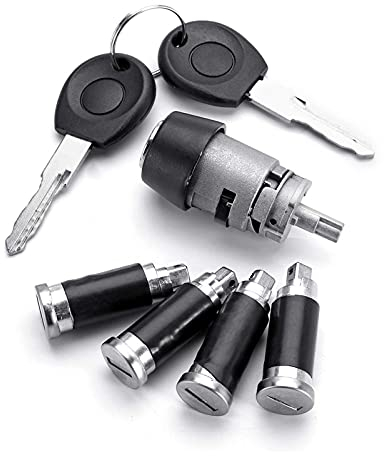 QUENPE Zündschloss und Türschlosszylinder-Set, 2 Schlüssel, for VW, Caravelle T4 1990–2003 Transporter Türschließzylinder