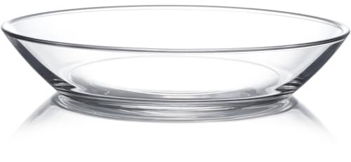 NUTRIUPS Piatto di vetro temperato da 22,8 cm, piatto piano rotondo per pasta, contorni e dessert, 9 pezzi in 1, lavabile in lavastoviglie e microonde
