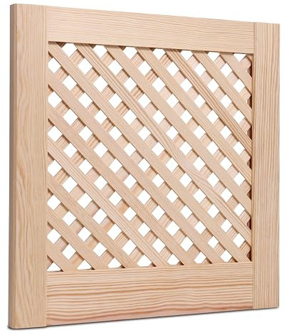 Natural Plain Front Lattice Pine Wooden Louvre Cabinet Cupboard Wardrobe Doors (395mm (15,6'') x 394mm (15,5''))