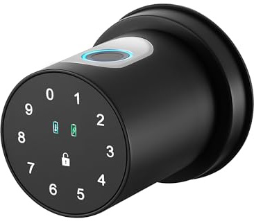 AloveH Smart Fingerprint Lock, Black | Keyless Entry, Keypad & Biometric Code, Tuya App Compatible