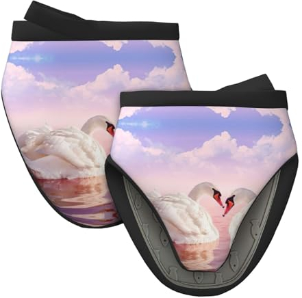 Hitzebeständige Ofenhandschuhe mit Schwanenherzmotiv, Mini-Silikon-Ofenhandschuhe, für Küche, Kochen, Backen, 1 Paar