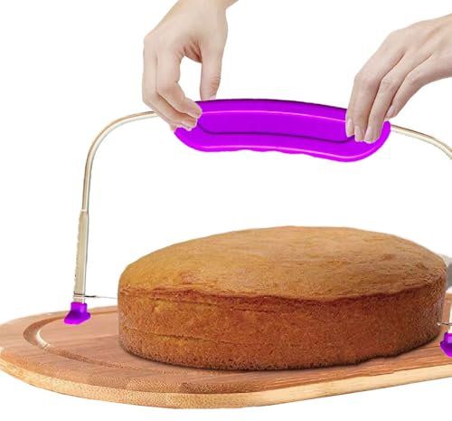 Wvkzuc Cortador de capas de pastel ajustable, Cuchillo Pastelero con cables de acero inoxidable y mango, herramientas para hornear pasteles, nivelador, cortador de capas de pastel para nivelar la