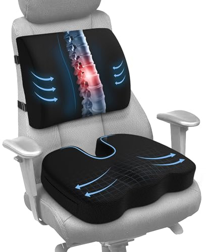 Office Chair Cushion,Seat Cushion and Lumbar Support Pillow for Office Car Chair,Memory Foam Seat Cushions,Car Seat Cushions Back Support,Coccyx Cushion for Sitting Lumbar Support