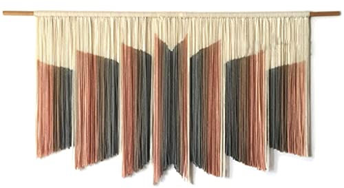 Tapisserie tissée à la main avec glands Grands rid Grande tapisserie murale tissée à la main avec motif abstrait teint, décorations murales fixées au mur tissées avec du fil de coton et des bâtons en