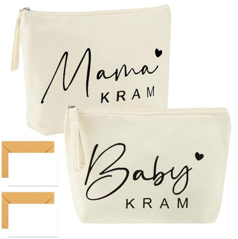 TYSM-CC 2 Stück Premium-Geschenkset für Schwangere & Babyparty – Kosmetiktasche mit Herzlichen Glückwünsche-Karte, Geschenkumschlag & Organizer für Mama, für werdende Mütter zur Geburtsvorbereitung