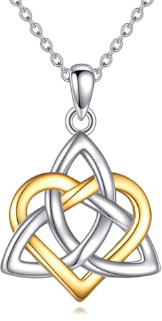 KQF Keltische Kette für Damen Sterling Silber Keltische Knoten Anhänger Herz Schmuck überzogene Geschenke für Damen