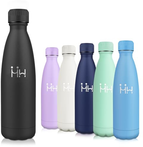 Motswedi Borraccia isotermica, 500 ml, senza BPA, 24 ore, fredda e 12 ore, calda, bottiglia in acciaio inox, anti-perdite, borraccia isotermica per bambini, per bambini e adulti, sport, palestra
