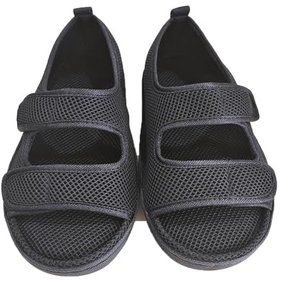 Generico Scarpe Diabetiche Extra Larghe, Sandali Ortopedici, Scarpe Larghe per Anziani, Scarpe Terapeutiche Unisex per Piedi Sensibili (nero, Sistema Taglie Calzature EU, Adulto, Numero, Larga, 44)