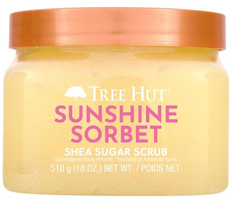 Tree Hut Sunshine Sorbet Shea Sugar Scrub, Exfoliating Body Scrub Removes Dead, Dry Skin for a Soft & Hydrated Feel, Nourishing Essential Body Care, 18 fl oz.